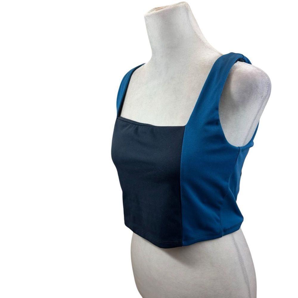 Ladies Sincerely Jules Active Blue Color Block Longline Sport Bra Size Small